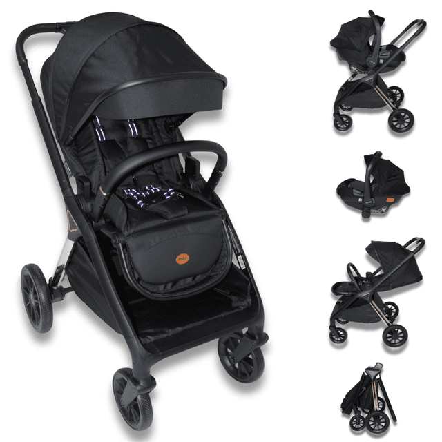Capri DLX travel system mango ajustable +portabebé autoasiento negro