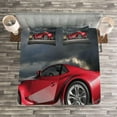 thumbnail image 3 of Ambesonne Cars Quilted Bedspread Set 3 Pcs, Modern Red Sports Vehicle, Queen Size, Red Grey Black, 3 of 3