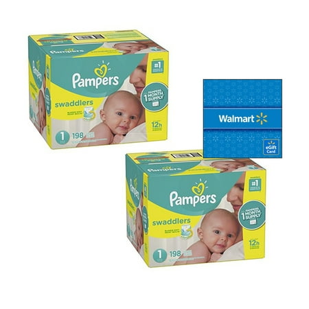 [Buy 2, Get $20 Gift Card] Pampers Swaddlers Diapers Size 1, 198 Count (Total 396