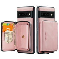 Dteck Detachable Wallet Case for Google Pixel 9 Pro XL, Shockproof Zipper RFID Blocking Wallet Card Slots Stand Flip PU Leather Phone Cover for Google Pixel 9 Pro XL 5G (2024), Pink