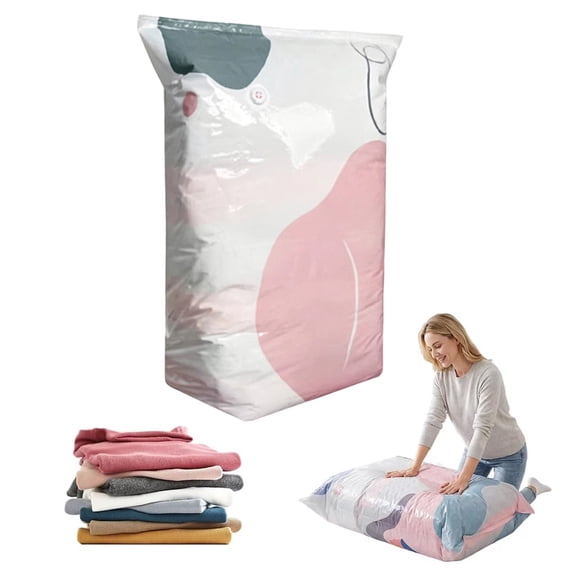 1 Pack No‑Pump Vacuum Storage Bags – Press & seal, No Pump Needed, Saves 80% Space, Cube Compression Space Saver Bags Travel Organization, Keeps Clothes Dry & Dust‑Free
