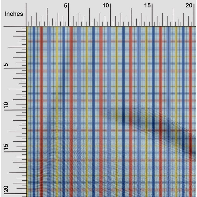 oneOone Cotton Silk Fabric Madras Check Printed Fabric 1 Yard 42 Inch Wide
