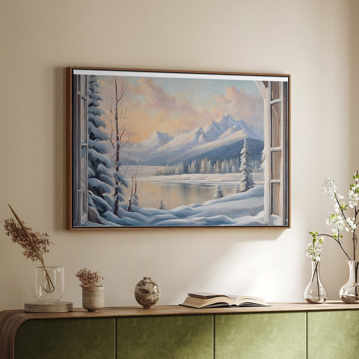 Vintage Landscape-CCXVI By Wexford Home Framed in Walnut Wood Gallery Wrapped Canvas 17 in. x 25 in.