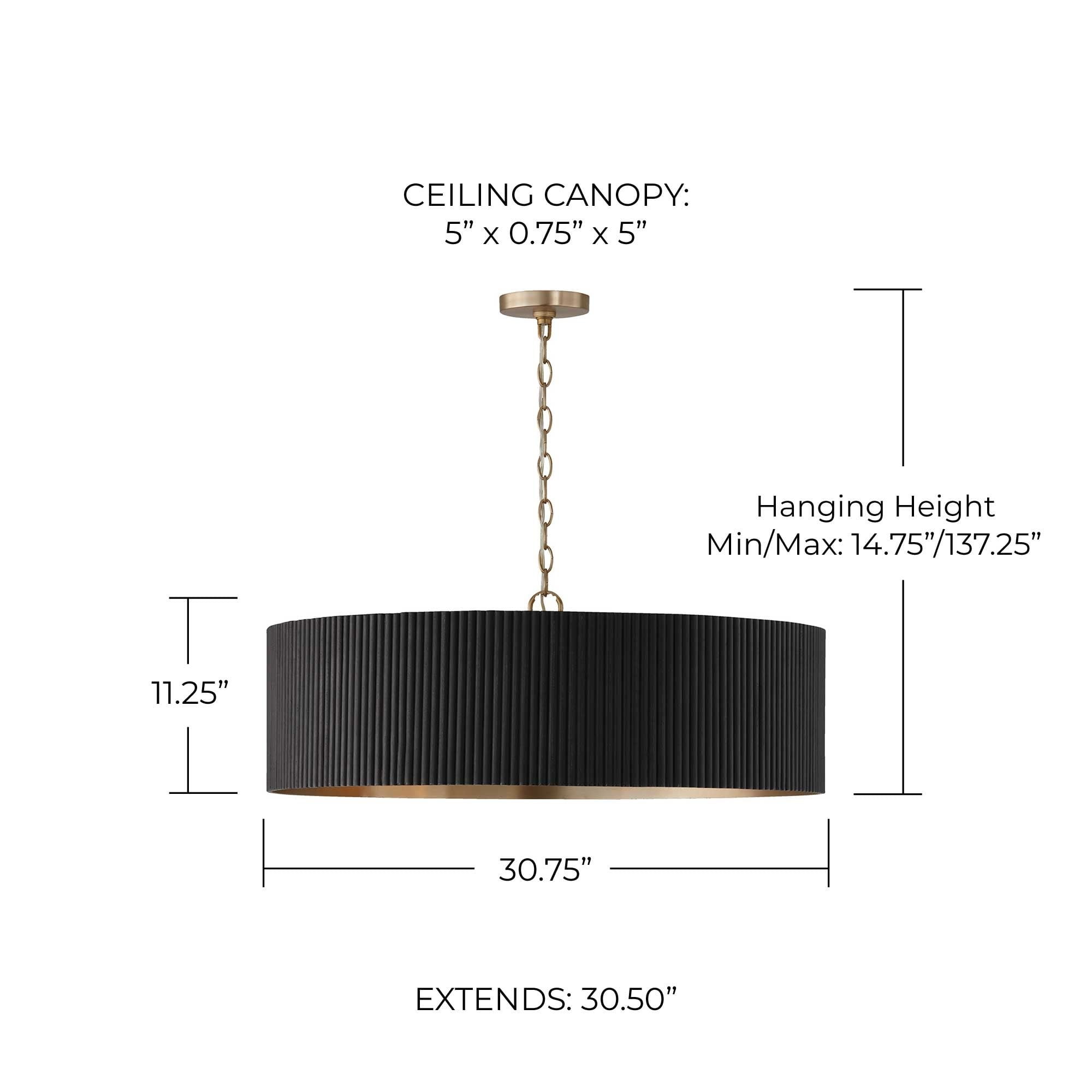 Capital Lighting 450741WS Donovan 4 Light 31" Wide Wood Pendant - White Wash / Matte Brass