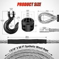 thumbnail image 3 of Nilight Synthetic Winch Rope Kit 3/16 Inch x 50 Feet - 6000 lbs Cable Line With Protective Sleeve, 13500 lbs Hook, Stopper for 4WD Off Road Vehicle UTV ATV SUV Truck, Grey, 3 of 8
