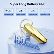 New Bee Bluetooth Headset 24Hrs Talk Time 60 Days Standby Wireless Earpiece with Microphone, Gold