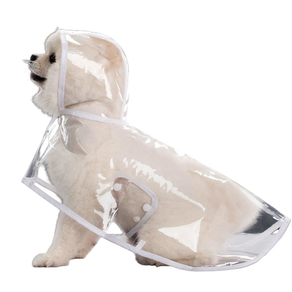 Jinswick Dog Raincoat Hooded Cape, Velcro Adjustable Waterproof Dog Raincoat, Lightweight Pet Raincoat, Suitable for Large Dogs (White)