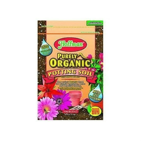 Hoffman Purely Organic Potting Soil Plus Moisture Control Blend for Vegetables, Herbs, and Flowers, 4qt (Pack of 6)