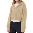 thumbnail image 3 of YOUYEDIAN Cropped Jacket for Girls Long Sleeve Fleece Hoodie Casual Fashion Hooded Coats, 3 of 5