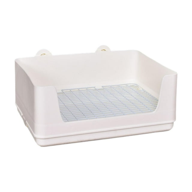 Caja de arena para mascotas, orinal, inodoro, orinal, antisalpicaduras, caja de inodoro de esquina, bandeja de arena para animales pequeños, para conejillos de indias y conejos blanco