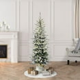 thumbnail image 5 of Puleo International 7.5' Pre-Lit Potted Flocked Arctic Fir Pencil Artificial Christmas Tree with 230 Warm White LED Lights, 5 of 5