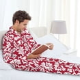 thumbnail image 6 of Picia Red Flowers Pattern Men’s Long-Sleeve Sleepwear Set - Soft 2-Piece Loungewear with Pockets, Comfy PJs for Relaxing Nights-Large, 6 of 7
