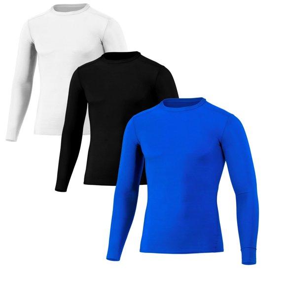 BenBen Men Compression Shirts Gym Tops Moisture-Wicking Cool Tek 3-Pack L/S