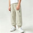 thumbnail image 4 of Bixock Boys Sweatpants High Waist Cargo Pants Kids Jogger Elastic Waist Solid Color Side Pocket Loose Breathable Outdoor Hiking Casual Daily Activity Wear Size 9-10Years, 4 of 6