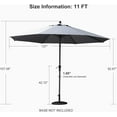 thumbnail image 4 of PURPLE LEAF 11' Round Patio Market Umbrella Outdoor Table Sun Umbrellas with Crank 8 Aluminum Sturdy Ribs for Pool Deck Backyard Beach Light Grey, 4 of 8