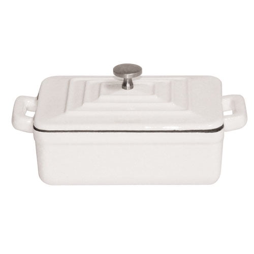 Paderno World Cuisine White Rectangular Dutch Oven, w/Lid, L 5" x W 3 1