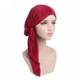 thumbnail image 2 of Fashion Women Wrinkle Long Turban Cap Head Wrap Chemo Hat Beanie Muslim Hijab, 2 of 7