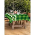 thumbnail image 2 of Outdoor Tablecloth with Umbrella Hole and Zipper, St. Patrick's Day Rectangle Table Cloth 60x102 Inch Waterproof Tablecloth, Lucky Shamrock Grasses Green Plaid Picnic Table Cover for Patio Camping, 2 of 7
