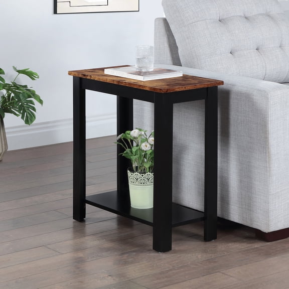 Designs2Go Baja Chairside End Table with Shelf in Black Wood