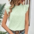 thumbnail image 2 of Timegard Womens Tank Tops Ruffle Neck Cap Sleeve Lightweight Solid Color Summer Casual Comfy Tops, 2 of 7