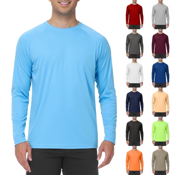 Mens UPF 50 UV Sun Protection Shirts Outdoor Long Sleeve for Fishing Hiking Swimming Running Navy S