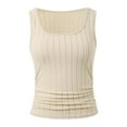 thumbnail image 4 of QHFBli Women's Square Neck Ribbed Ruched Tank Tops Summer Casual Sleeveless Slim Fit Ribbed Knit Tops, 4 of 7
