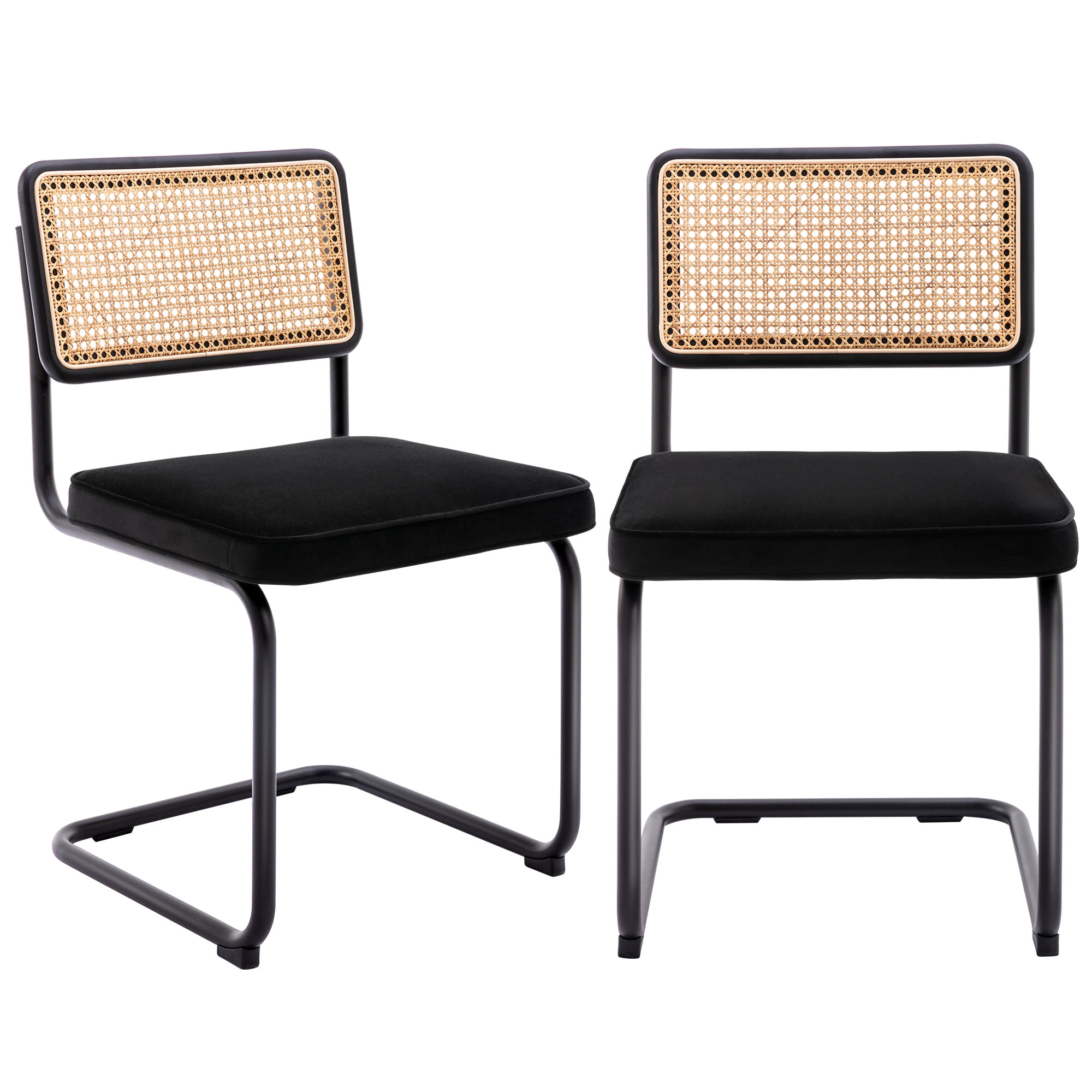 Zesthouse Rattan Dining Chairs Set of 2, Velvet Upholstered Side Chairs