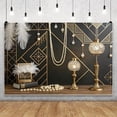 thumbnail image 2 of 1920S Roaring Great Backdrop Feather Pearl Deco Luxury Black Gold Photography Background Birthday Wedding Dance Prom Masquerade Mardi Gras Carnival Party Banner Photo Booth, 2 of 4