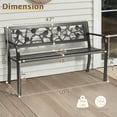 thumbnail image 4 of Zimtown 50in Outdoor Metal Patio Bench, Cast Iron Frame with PVC Rose Backrest and Curved Seat for Garden, Porch, Entryway, Black, 4 of 11