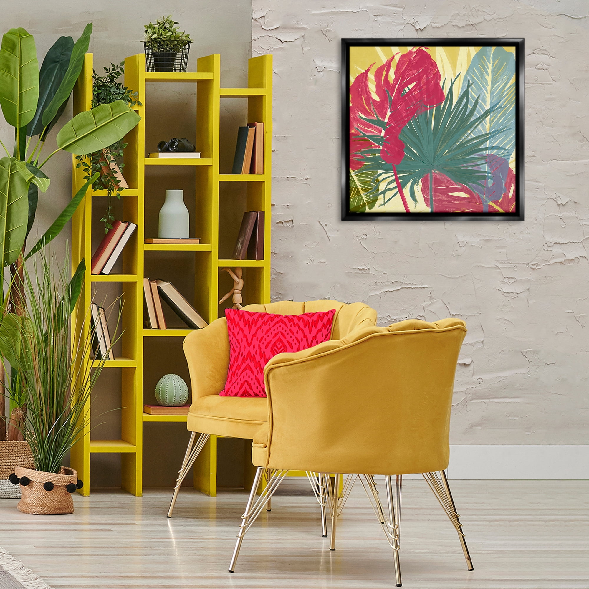 Stupell Industries Bold Botanical Party Botanical & Floral Painting Black Floater Framed Art Print Wall Art, 25 x 25