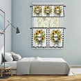 thumbnail image 6 of 3 Piece Sunflower Kitchen Curtain Valance and Tiers Set Yellow Flower Summer Plaid Bow Green Leaf Striped Rod Pocket Tier Curtain 36 Inch Small Window Drapes for Living Room Bedroom Cafe Home Decor, 6 of 9