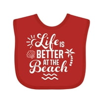 Inktastic Life is Better at the Beach with Sunshine Seashell and Palm Trees Boys or Girls Baby Bib