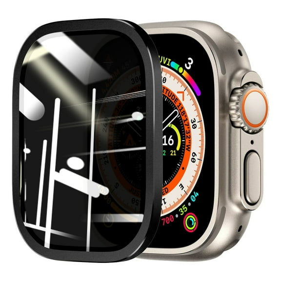 1 Pcs-for Apple Watch Ultra 2/1 49MM Privacy Screen Protector, [Anti-peeping] [Titanium Alloy Edge Design] Ultra-Thin Full Coverage Tempered Glass Screen Protector for iWatch Ultra 2/1 49MM,Black