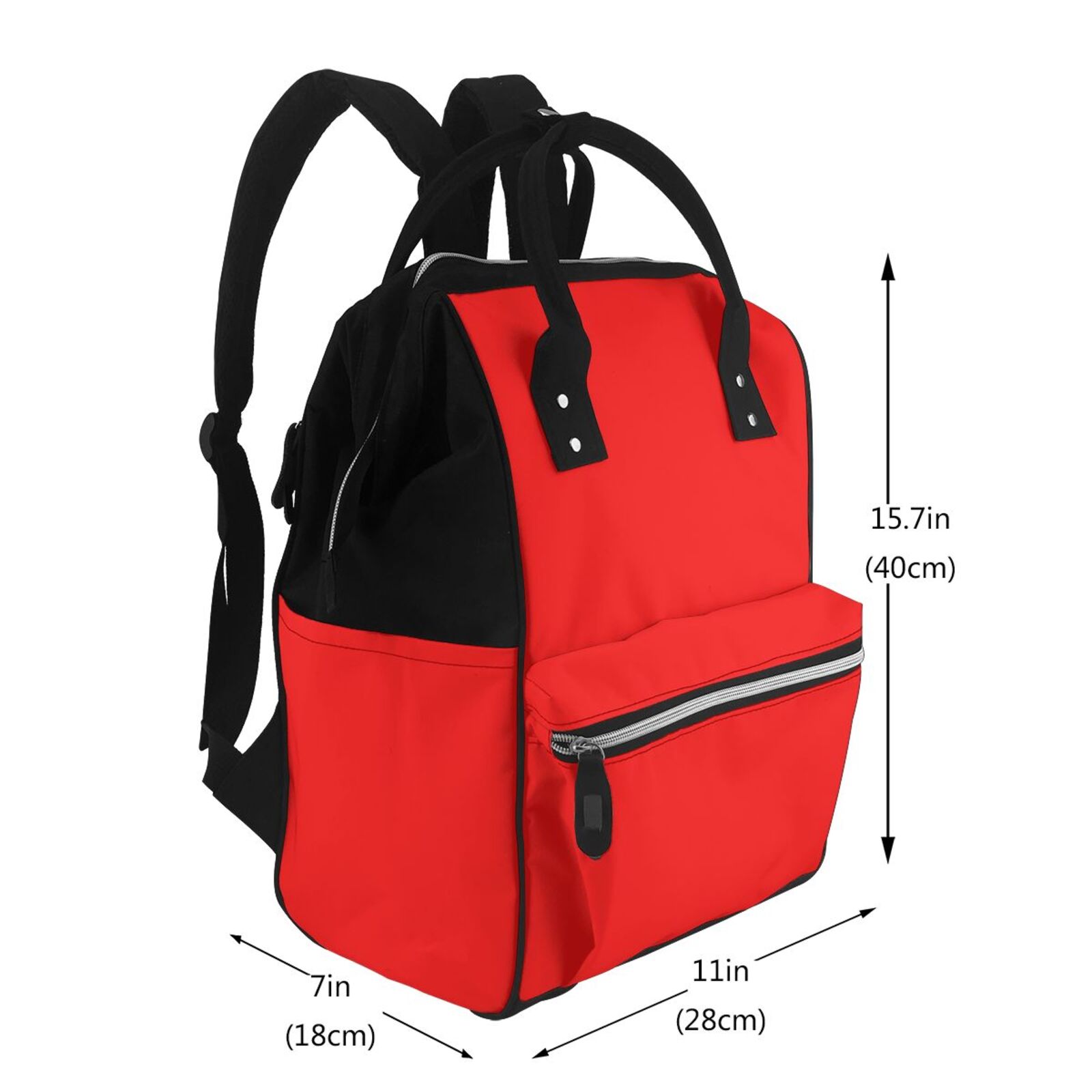 Ratiio Red Mummy Backpack - Waterproof Twill Canvas, Large Capacity Diaper Bag with Multiple Pockets and Adjustable Straps