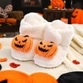 thumbnail image 2 of REDARER Pumpkin 3D Decor Soft Non Warm Baby Crib Booties Winter First Walkers Footwear for Halloween Daily Indoor Loungewear,6-12 Months, 2 of 9
