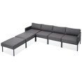 thumbnail image 5 of 6-Piece Aluminum Patio Furniture Set, Modern Metal Outdoor Conversation Set Sectional Sofa With Removable Olefin Extra Thick Cushions 5.9" Cushion (Gray), 5 of 12