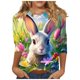 thumbnail image 3 of TaTaai Women's Easter Printed T Shirt 3/4 Sleeve Round Neck Casual Loose Fit Top Fashion Pullover Soft Comfortable Blouse for Spring Summer Daily Party Wear Gift, 3 of 5