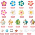 thumbnail image 2 of 1 caja de 159 piezas DIY, 6 juegos de cuentas para hacer pulseras, arcilla polimérica, flores hawaianas, estrellas de mar, tortugas marinas, cuentas de playa, océano y verano., 2 of 6
