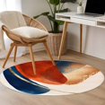 thumbnail image 4 of Round Rugs 3.3Ft, Navy Blue Burnt Orange Round Area Rug Washable Indoor Throw Carpet, Artwork Geometric Retro Soft Non Slip Circle Rug for Laundry Room Patio Home Decor Aesthetic, 4 of 8