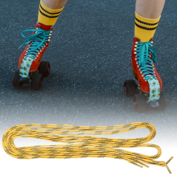 HONMEET 1 Pair Yellow Hockey Skate Laces with Performance Wax for Ice and Roller Skates