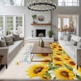 thumbnail image 3 of Summer Flowers Large Area Rugs 5x8 ft Watercolor Sunflower Letter Print Green Leaf Washable Rug Non Slip Indoor Carpet Absorbent Floor Mat for Living Room Bedroom Dining Room, 3 of 9