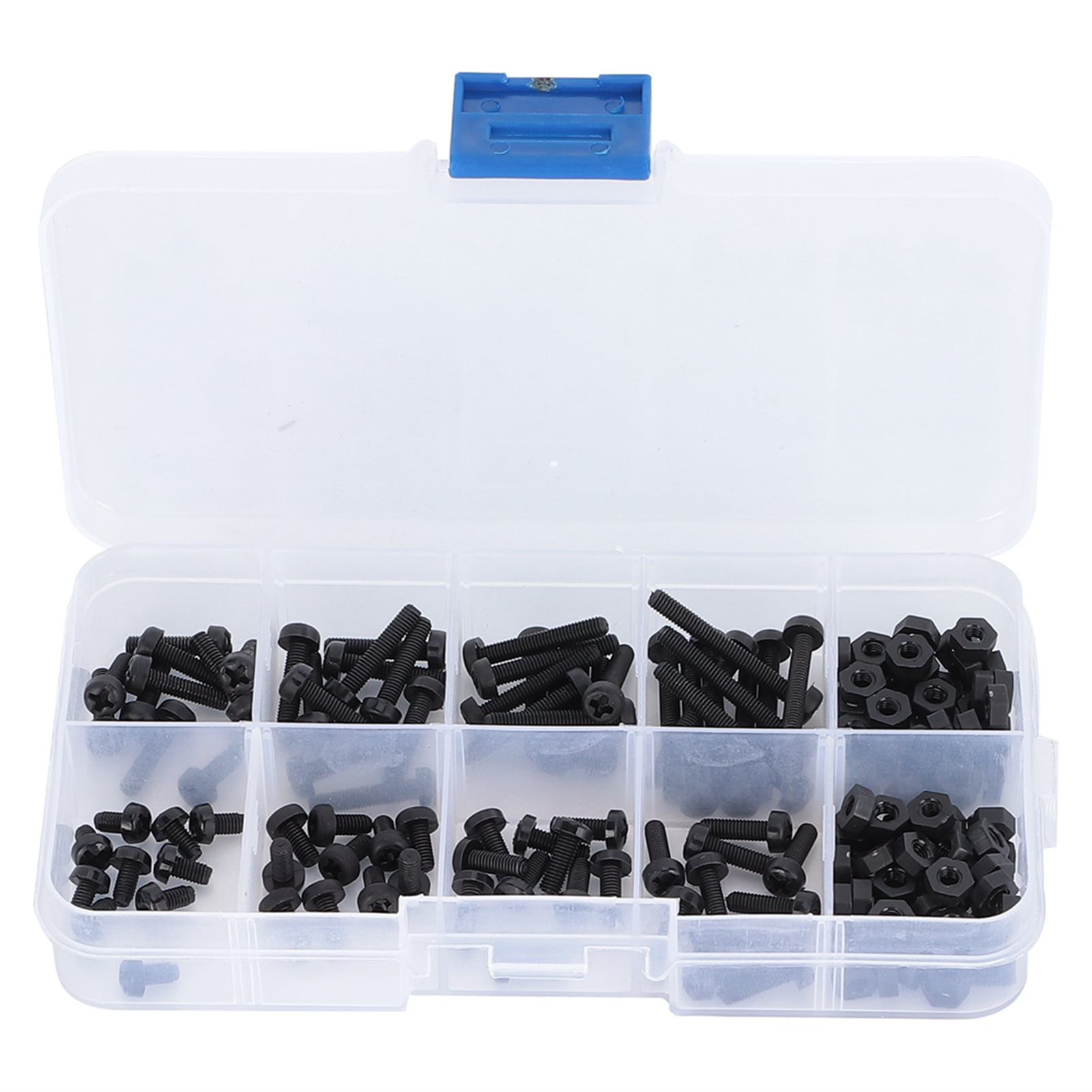 160pcs M3  Nylon White and Black  Screw Nut Standoff Assortment Box Kit 
