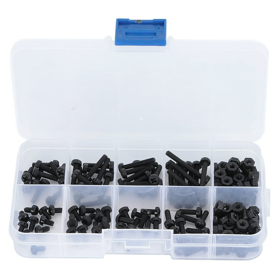 Falleo Clearance 160Pcs Plastic Screw Nut Set Nylon Cross Screw Hex Nut Fasteners Hardware Tool M3