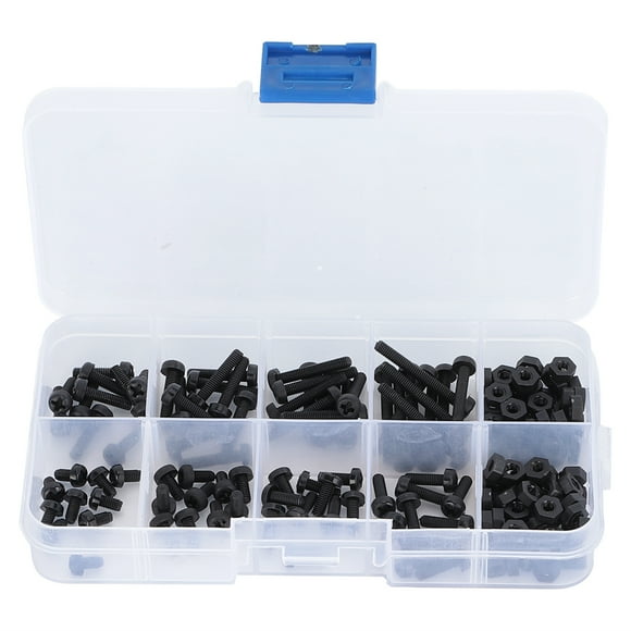 Juego de 160 tuercas de plástico para tornillos y tuercas hexagonales de nailon, herramienta de ferretería M3