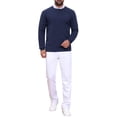 thumbnail image 2 of SUÉTER PULLOVER DE PUNTO TEXTURIZADO EN ESPIRAL PARA HOMBRES DE AJUSTE DELGADO CON CUELLO REDONDO Y MANGA LARGA TALLA S AZUL MARINO, 2 of 6