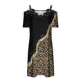 thumbnail image 5 of DailyTrove Women's Color Block Leopard Print Midi Dress, Short Sleeve, Casual Night Out & Festival Wear, Stretchy Polyester Blend, Contrast Trim, 5 of 6