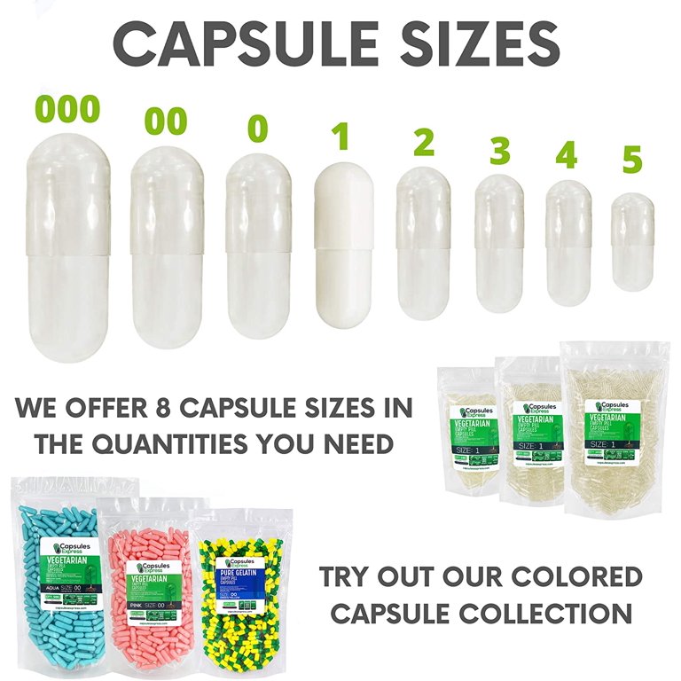 Empty Clear Gelatin Capsules Sizes 3,2,1,0,00,000 Self Fill Pharmaceutical