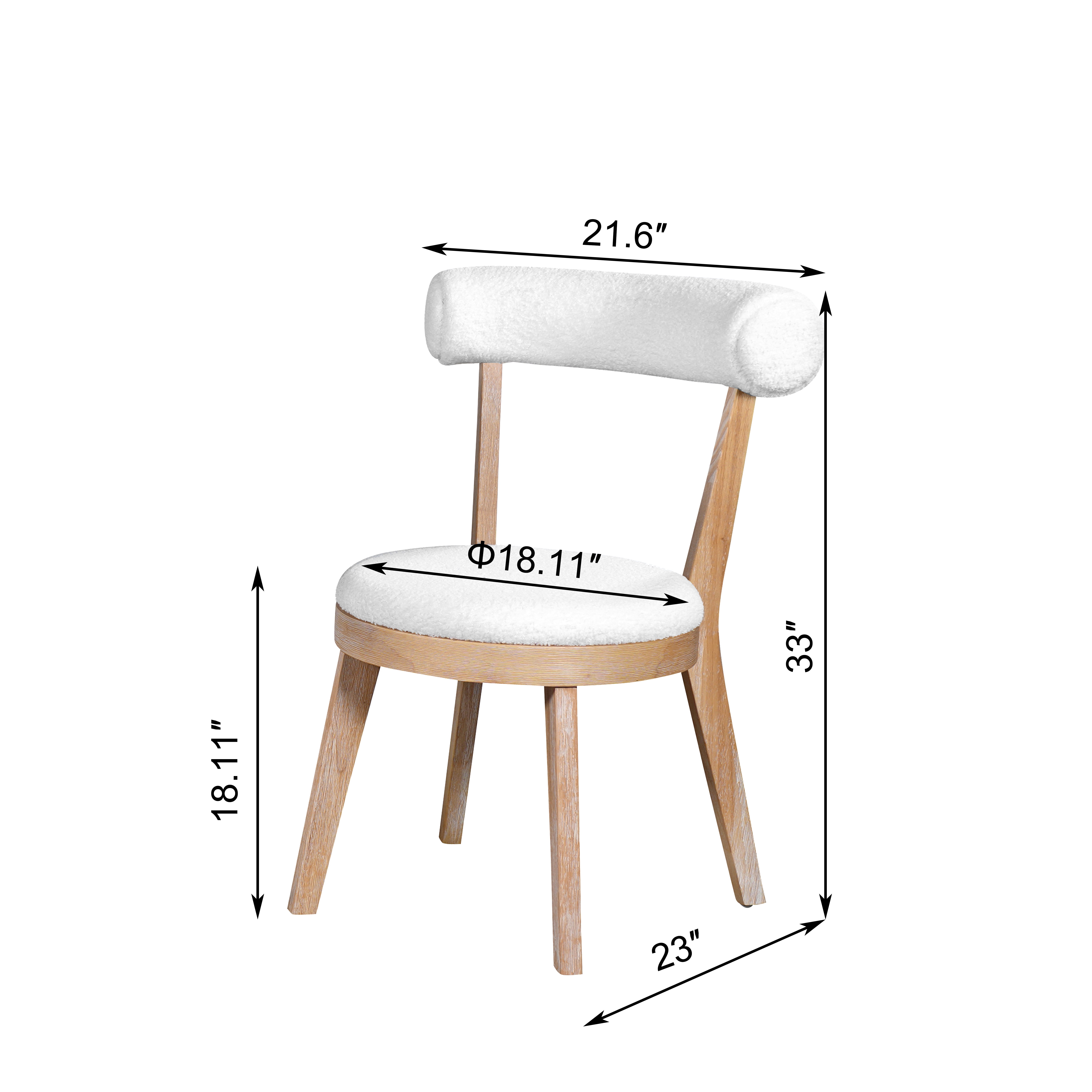 Upholstered Dining Chair, Set of 2 with Thick Padded Seat and Rubberwood Frame, Beige Fabric for Modern Dining Room Kitchen