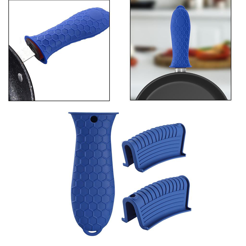 Heat Resistant Silicone Pot Pan Handle Grip Holder Sleeve Cover 2pcs - Blue  - 6.1 x 2 x 1.2(L*W*T) - Bed Bath & Beyond - 17611690