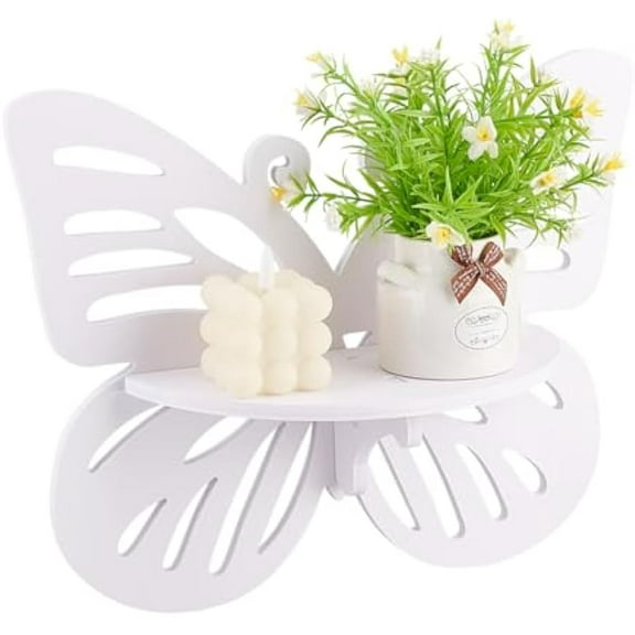 Wooden Wall Hanging Displays Butterfly Hanging Decorative Rack White 35x28x11cm